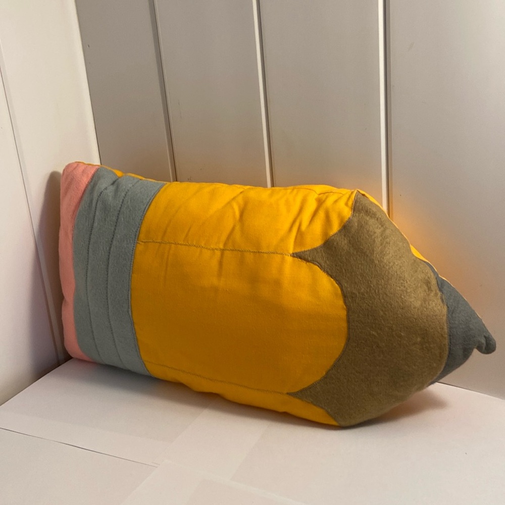 80s vintage Handmade Pillow Pencil shape decorative throw pillow 1980s 19 in - Picture 2 of 16